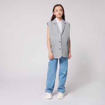 Girls Blue Embellished Trousers