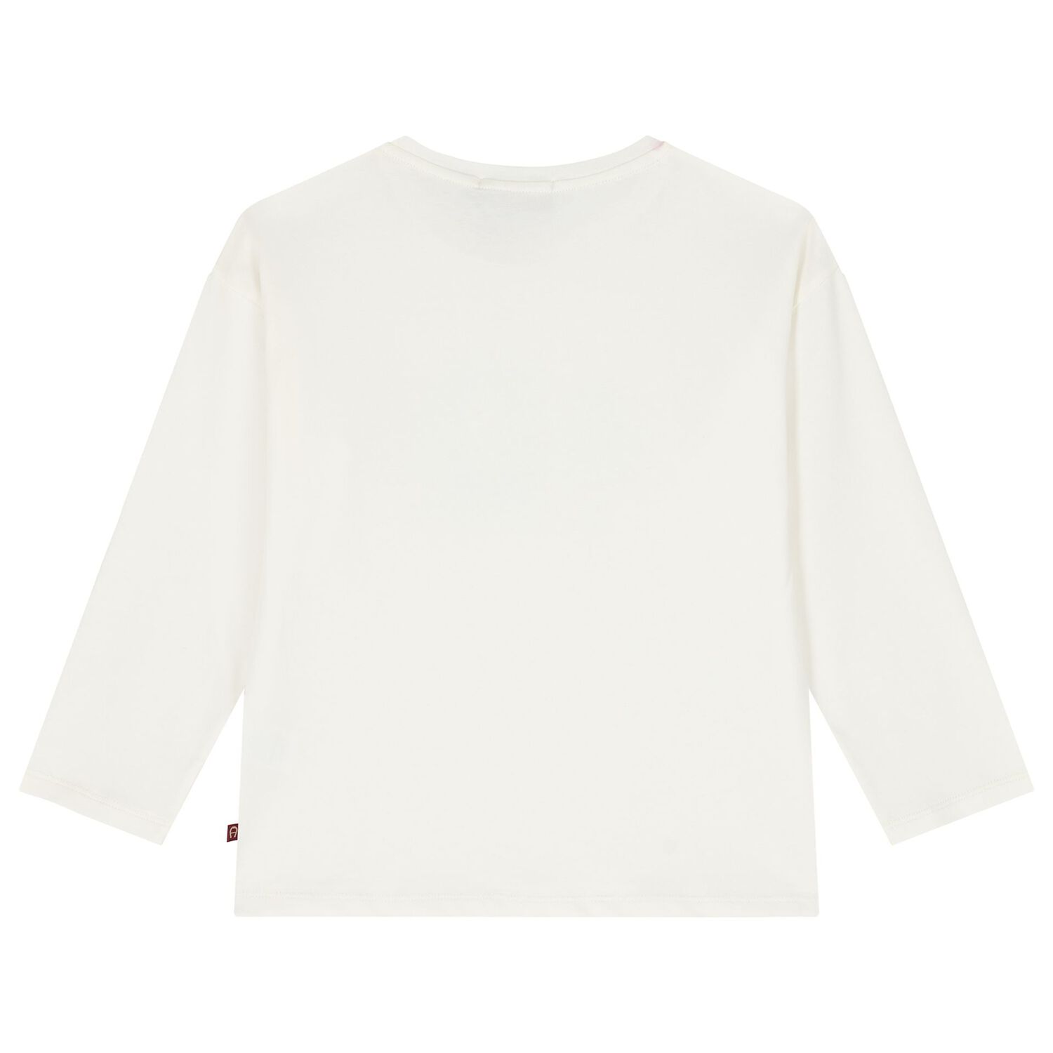 Girls Ivory & Gold Teddy Bear Logo Long Sleeve Top, 1, hi-res
