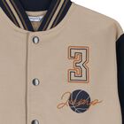 Boys Beige & Navy Blue Basketball Bomber Jacket, 1, hi-res