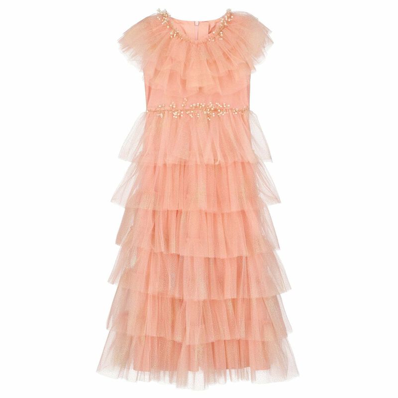 Girls Pink Glitter Tulle Dress, 1, hi-res image number null