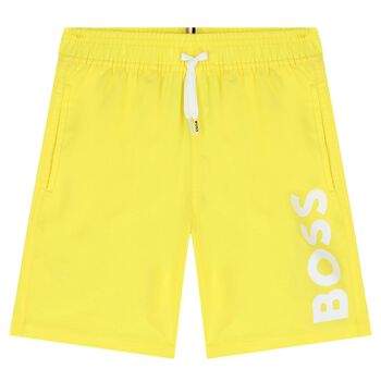 Boys Yellow Logo Swim Shorts