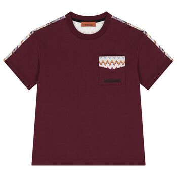 Boys Burgundy Zigzag T-Shirt