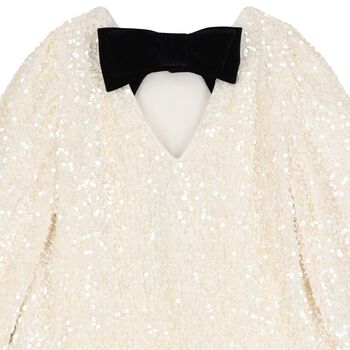 Girls Ivory Embellished Sequin Dress