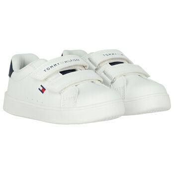 Boys White & Blue Logo Trainers