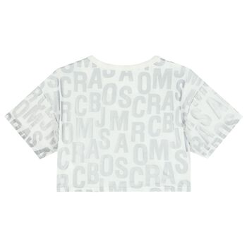 Girls Ivory & Silver Logo T-Shirt