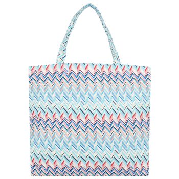 Girls Blue & White Logo Zig Zag Tote Bag