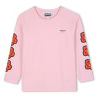 Girls Pink Boke Flower Long Sleeve Top, 2, hi-res