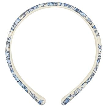 رابطه رأس للبنات باللون العاجى والازرق 