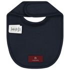 Baby Boys Navy Blue Logo Bib, 2, hi-res