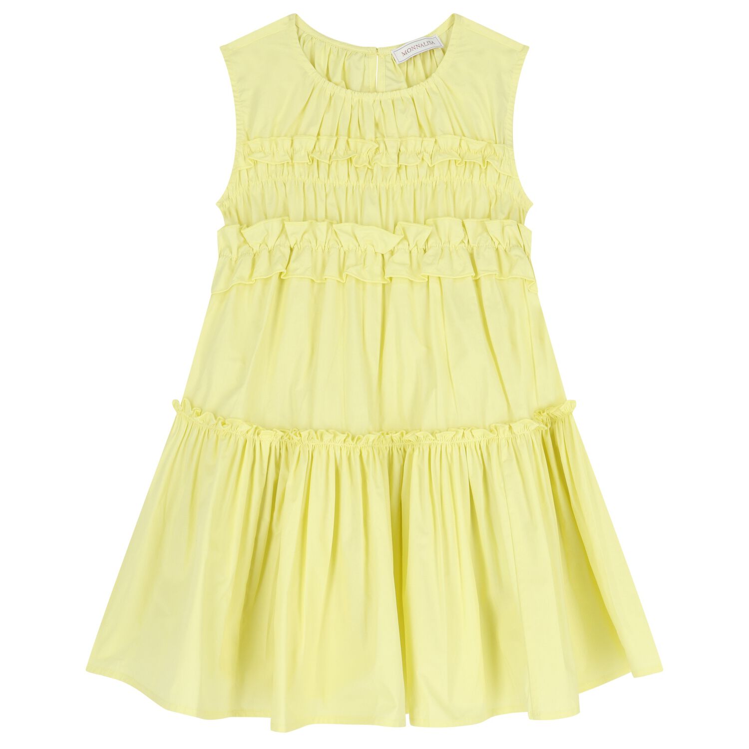 Girls Yellow Poplin Ruffle Dress, 2, hi-res