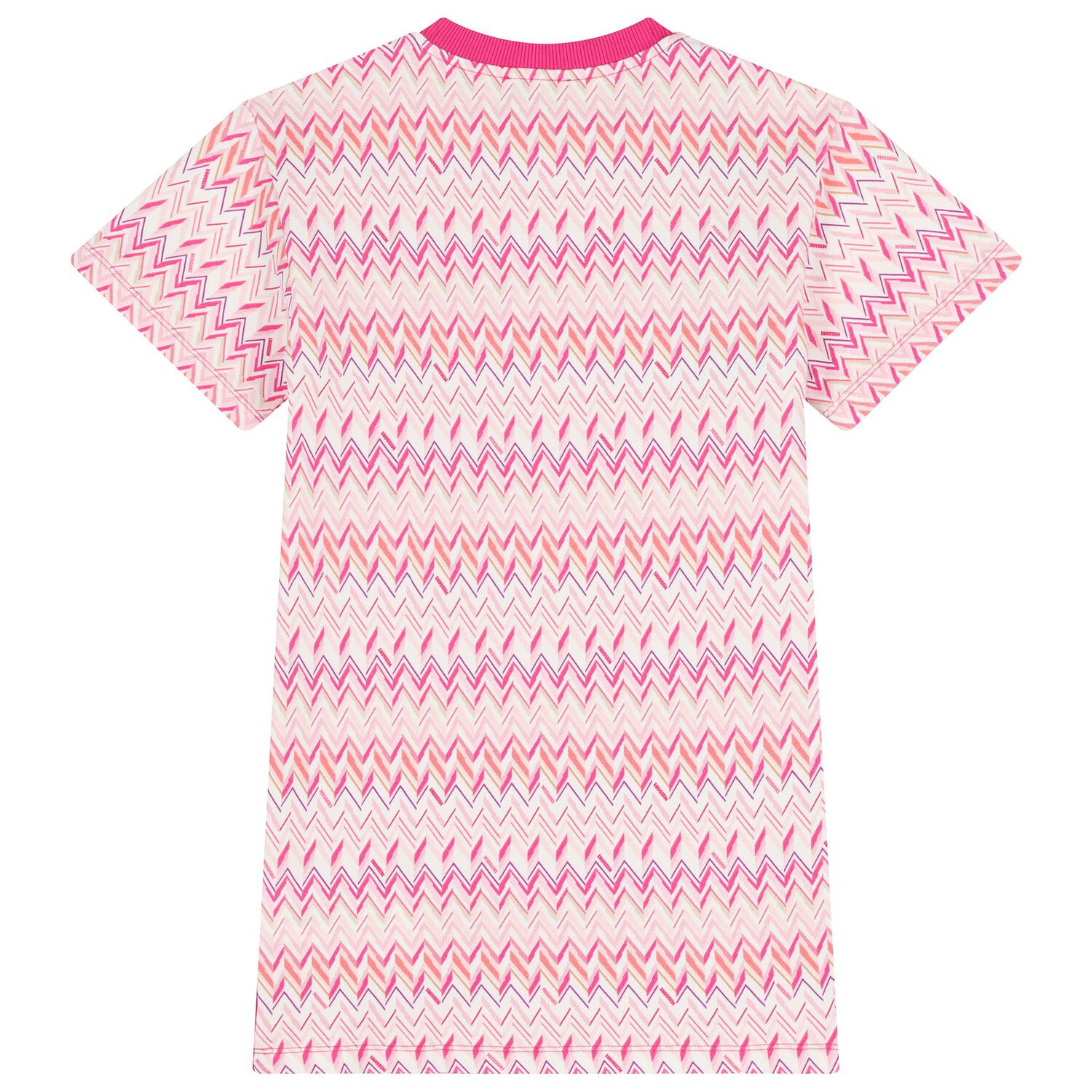 Girls Pink & White Zig Zag Dress, 1, hi-res