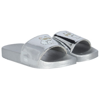 Girls Silver Choupette Sliders
