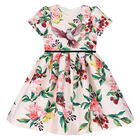 Girls Pink Satin Special Occasion Dress, 1, hi-res