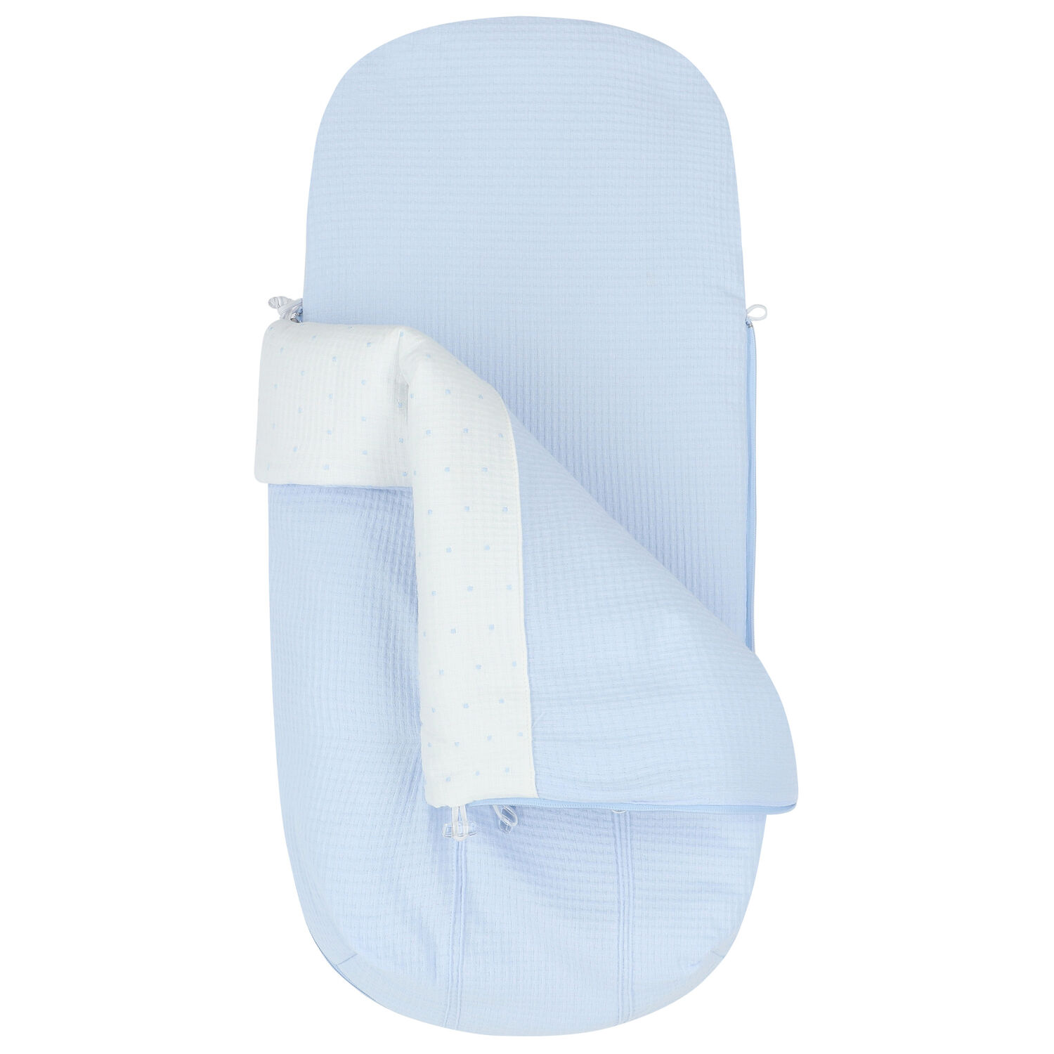 مدس عربة أطفال مزينة بالنقاط باللون الأزرق والأبيض , 1, hi-res image number null