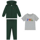 Baby Boys Green & Grey Logo Tracksuit, 1, hi-res