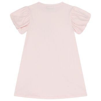 فستان بنات بالشعار بطبعه حقيبه باللون الوردى 