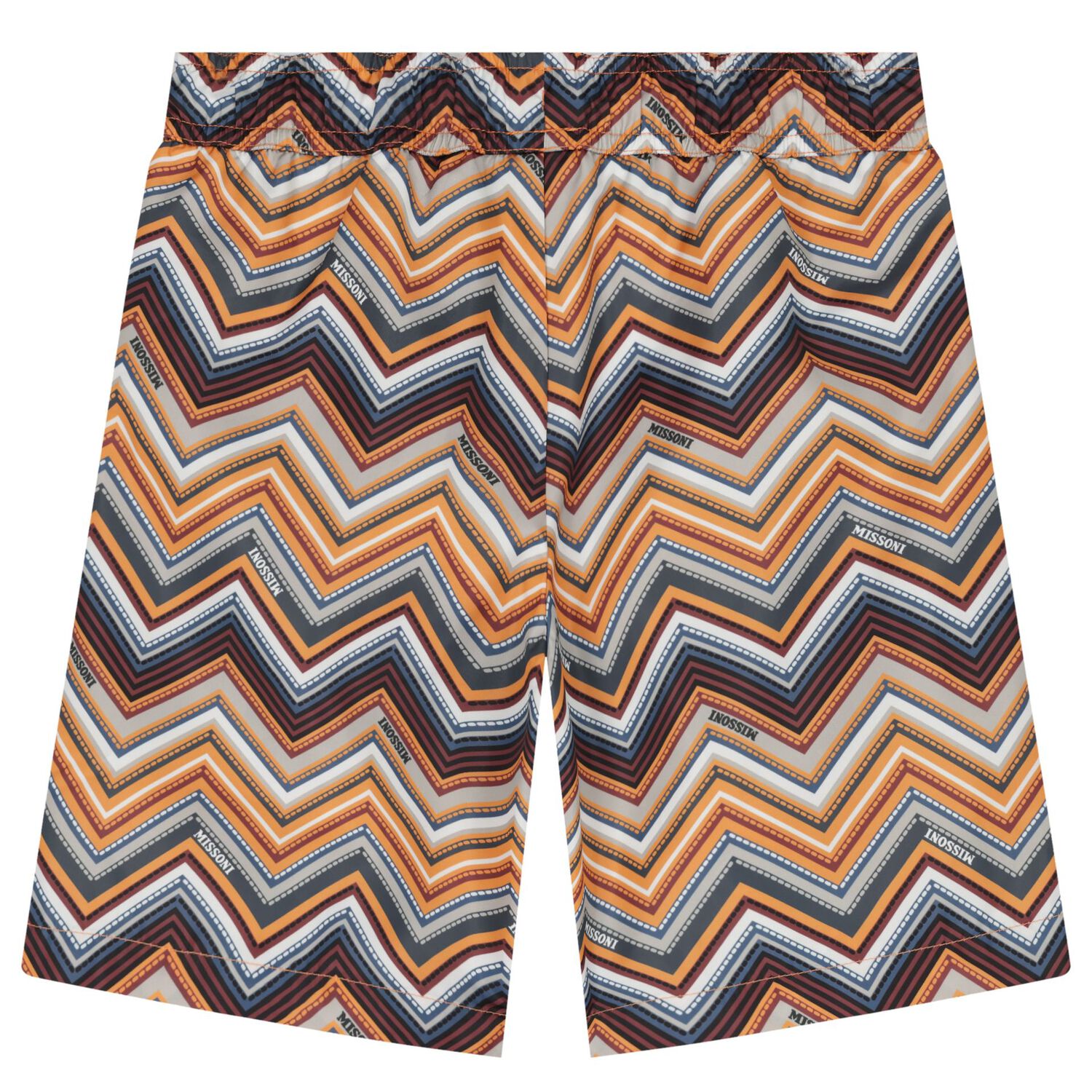 Boys Orange Zig Zag Swim Shorts, 1, hi-res