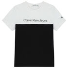 طقم شورت أولاد بالشعارباللون الأبيض والأسود, 1, hi-res