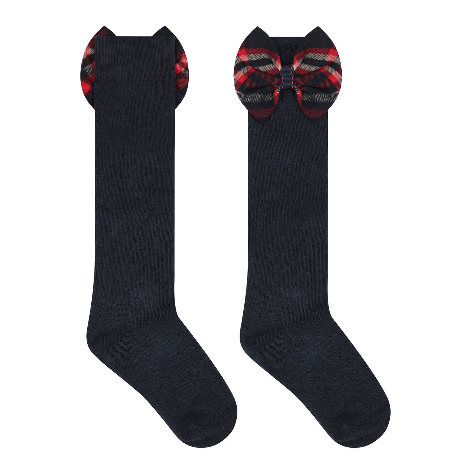 جوارب بنات تارتان باللون الكحلي, 1, hi-res