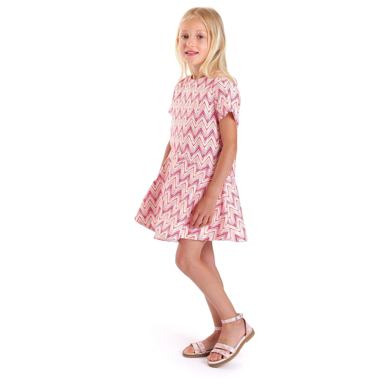 Girls Pink Zig Zag Dress, 1, hi-res