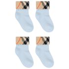 Baby Boys Blue & Beige Check Socks ( 2-Pack ), 2, hi-res