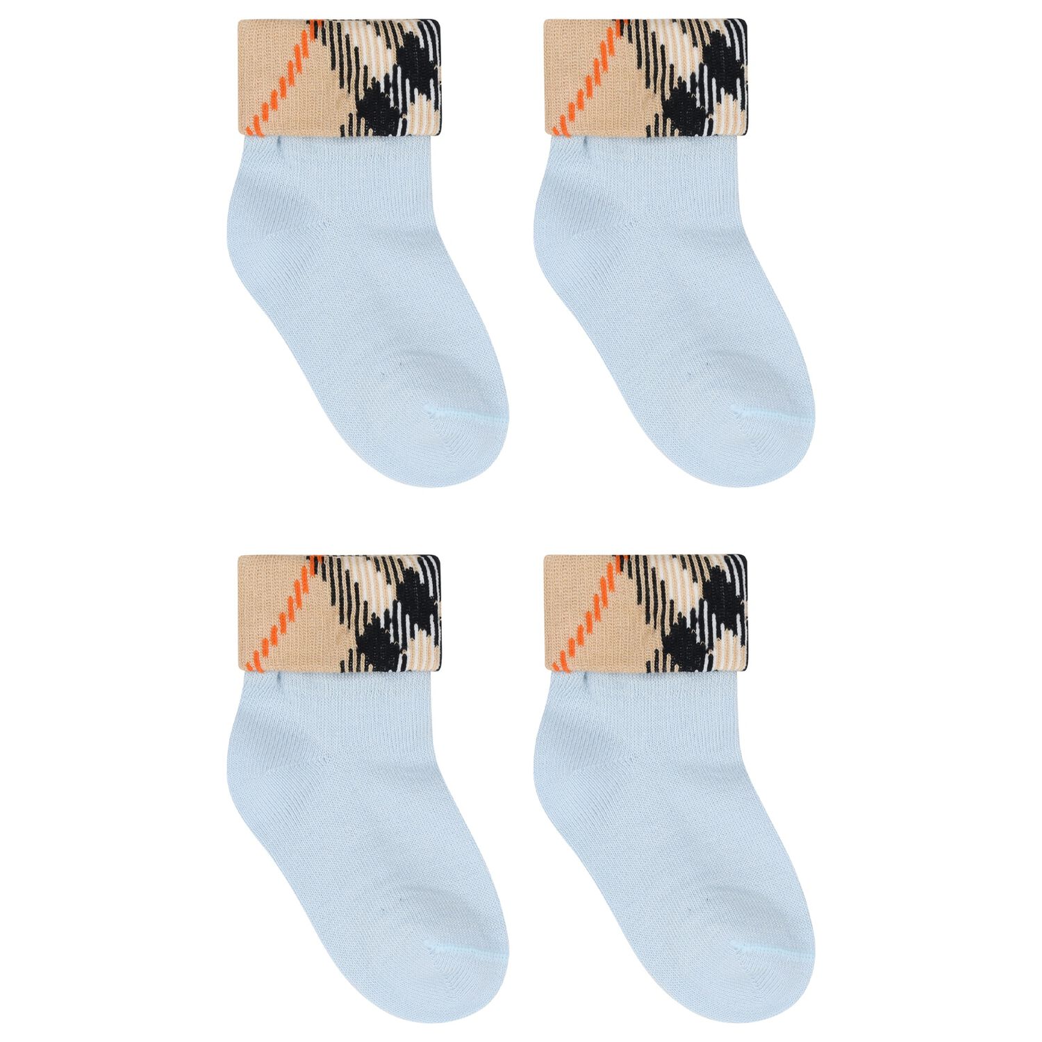 Baby Boys Blue & Beige Check Socks ( 2-Pack ), 2, hi-res