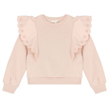 CHLOE سويتشيرت بنات بالشعار باللون الزهري, 1 سويتشيرت بنات بالشعار باللون الزهري
