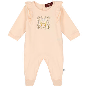 Baby Girls Pink Logo Babygrow