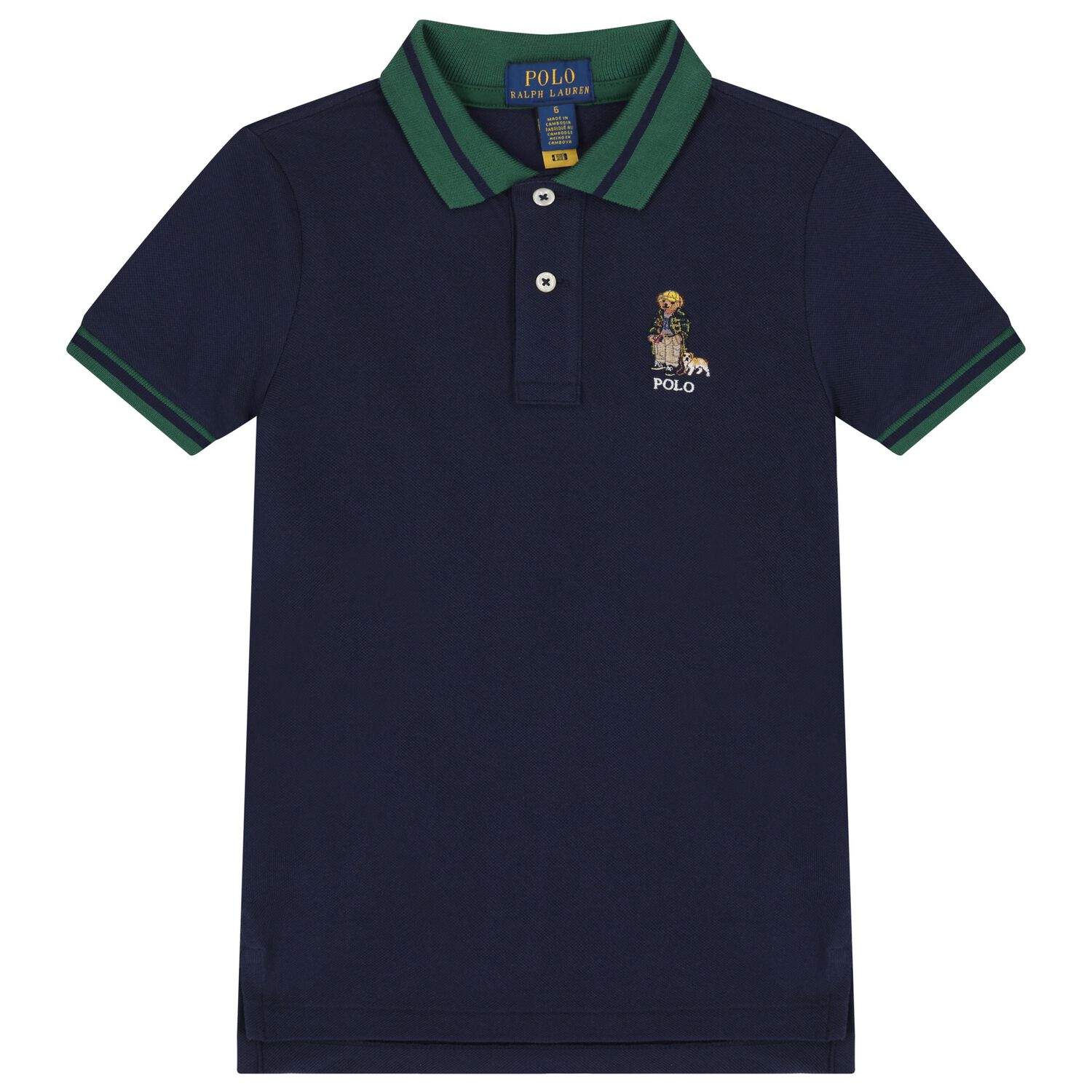 Boys Navy Blue Polo Bear Polo Shirt, 1, hi-res