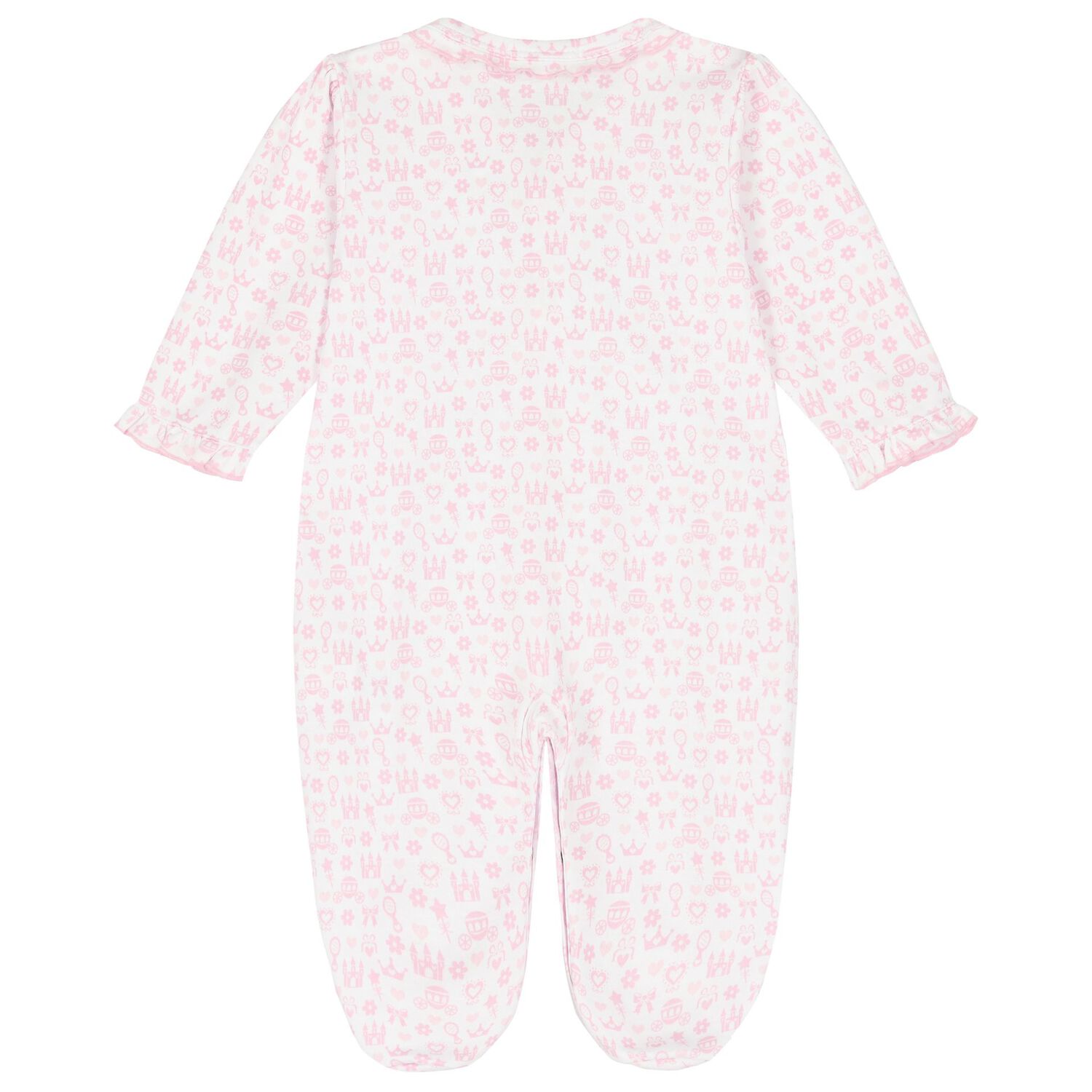 Baby Girls White & Pink Royal Babygrow, 1, hi-res