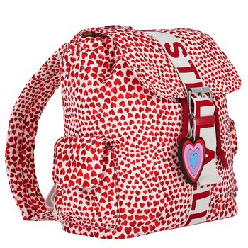 Girls Ivory & Red Hearts Backpack
