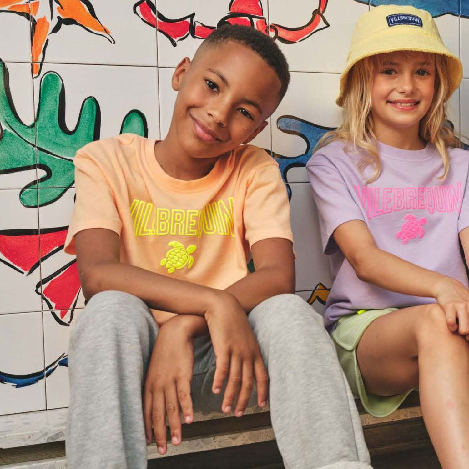 تيشيرت أولاد بالشعار باللون البرتقالى, 1, hi-res