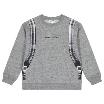 MARC JACOBS Boys Grey Logo Backpack Sweatshirt, 1 Boys Grey Logo Backpack Sweatshirt