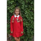 Girls Red Teddy Bear Dress, 1, hi-res