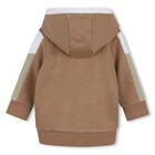 Younger Boys Beige Hooded Zip Up Top, 1, hi-res