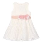 Girls Ivory Organza Floral Dress, 2, hi-res