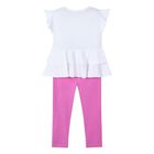 Girls White & Pink Leggings Set, 2, hi-res