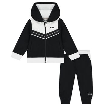 Younger Boys Black & White Logo Tracksuit
