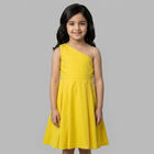 Girls Yellow One Shoulder Dress, 1, hi-res