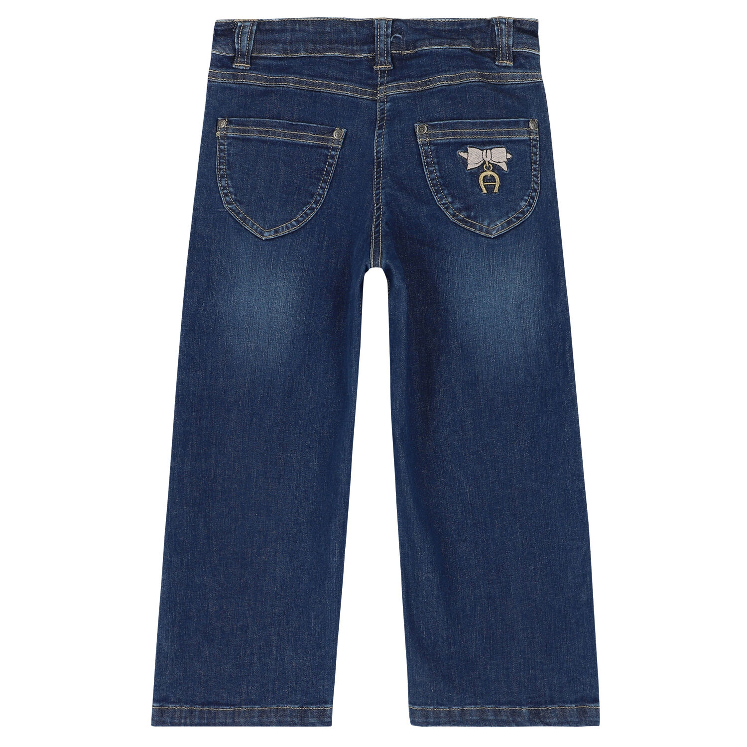 بنطلون جينز دينيم باللون الأزرق للبنات, 1, hi-res