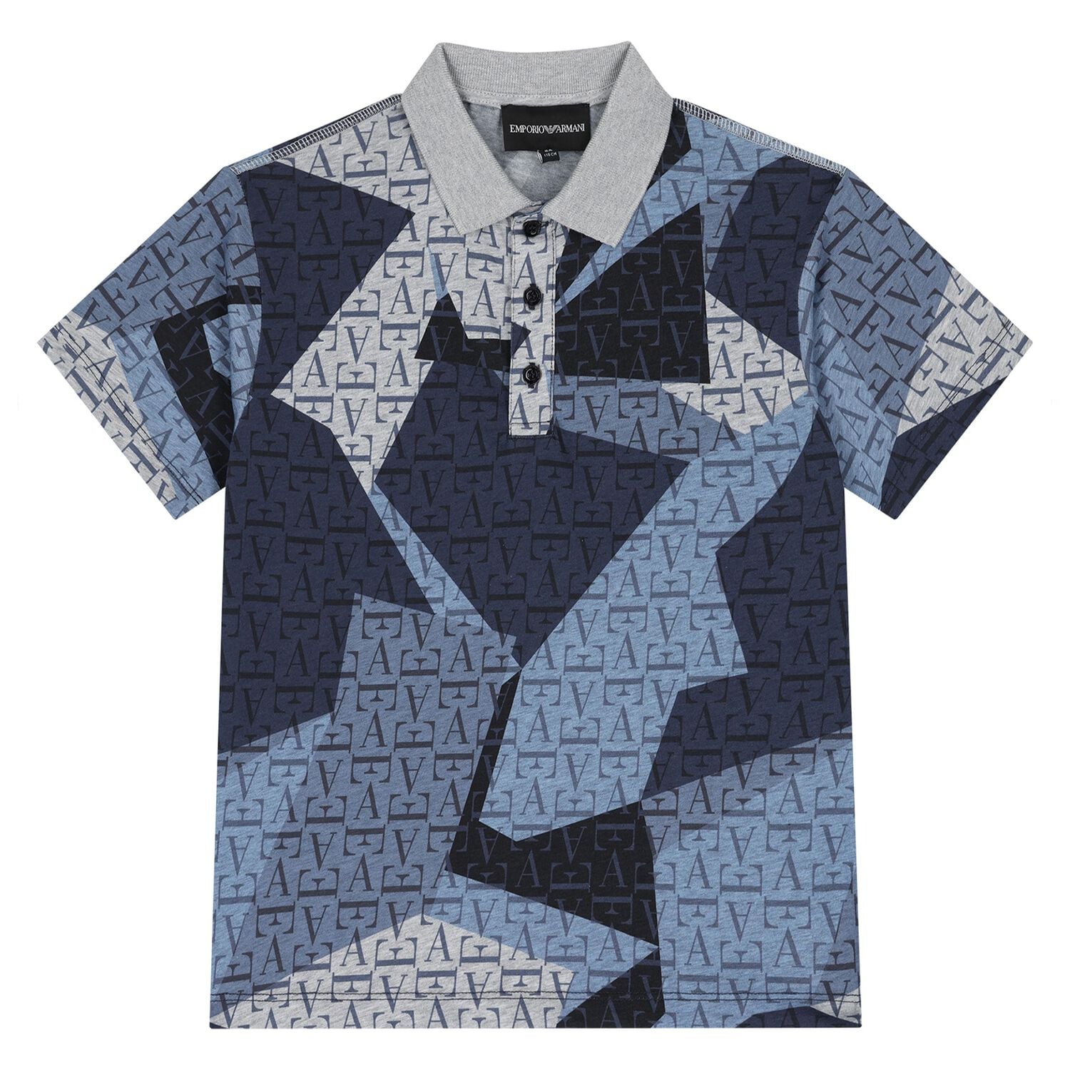 Boys Grey & Blue Logo Polo Shirt, 1, hi-res