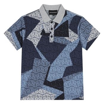 Boys Grey & Blue Logo Polo Shirt