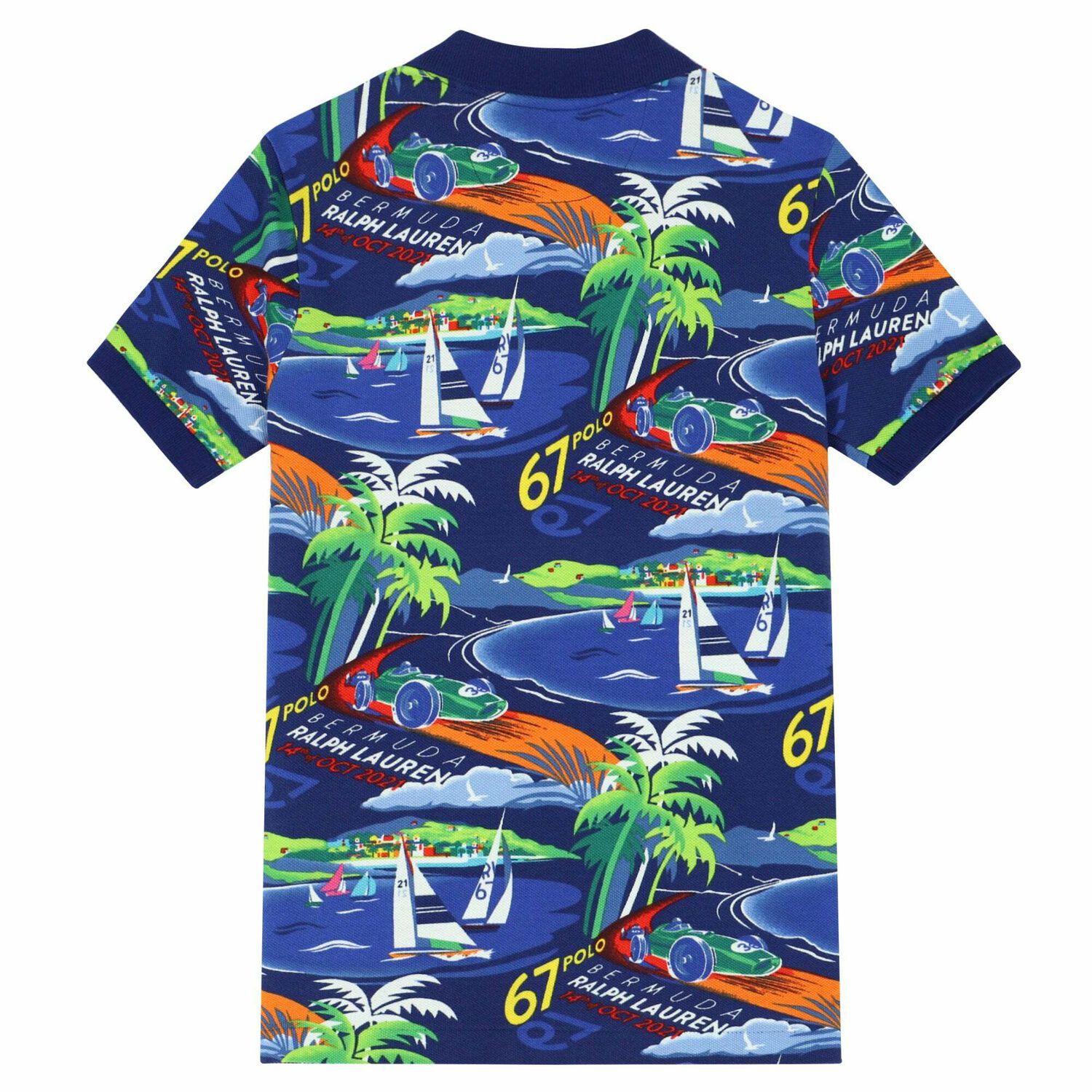 Boys Blue Logo Polo Shirt, 1, hi-res