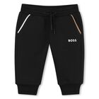 Younger Boys Black Logo Joggers, 1, hi-res