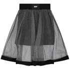 Girls Black & Silver Glitter Mesh Skirt, 1, hi-res