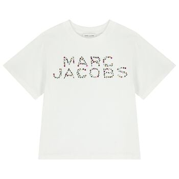 Girls White Logo Rhinestone T-Shirt