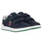 Boys Navy Blue Logo Trainers, 1, hi-res