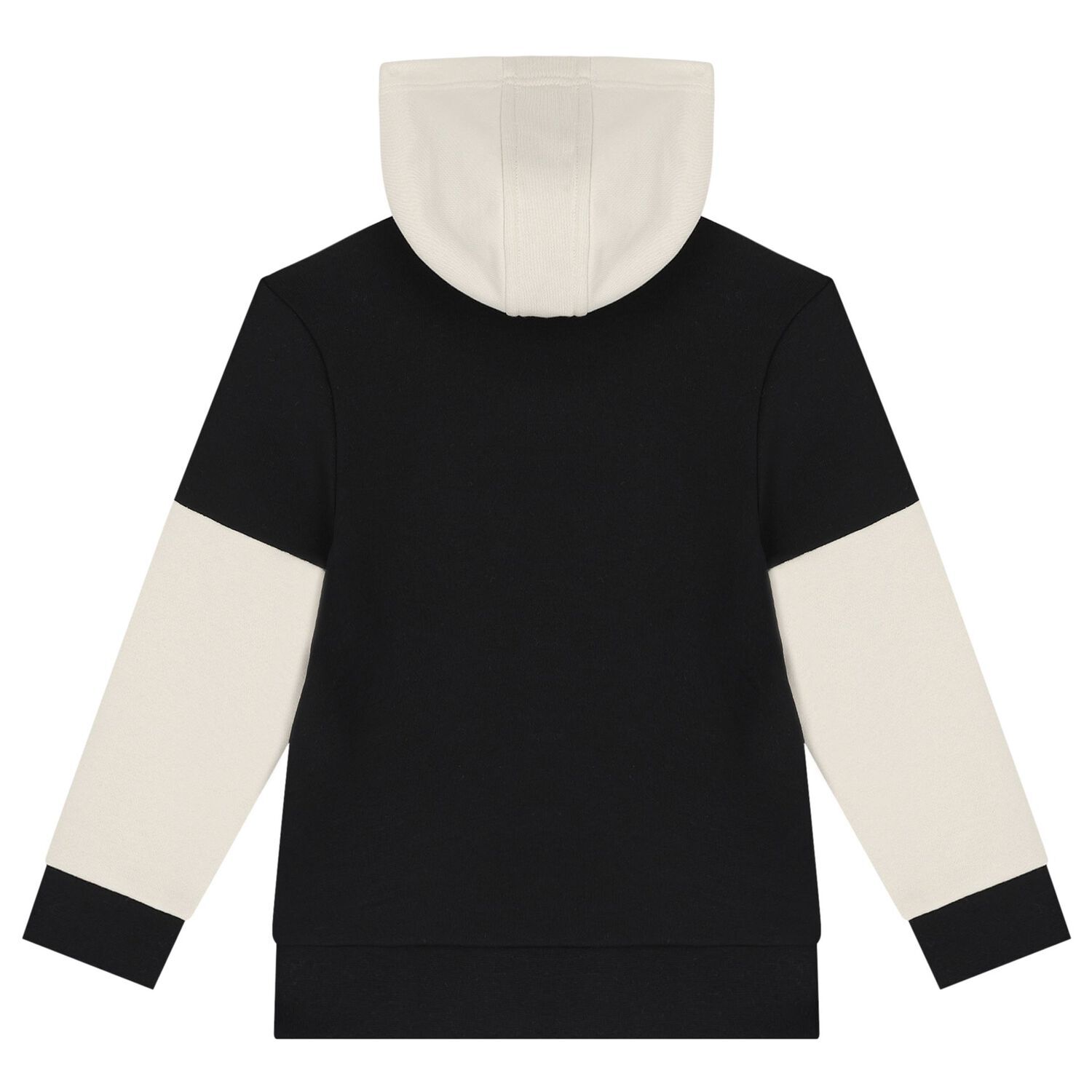 Boys Black & Ivory Logo Hooded Zip Up Top, 1, hi-res image number null