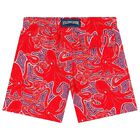 Boys Red Octopus Swim Shorts, 1, hi-res