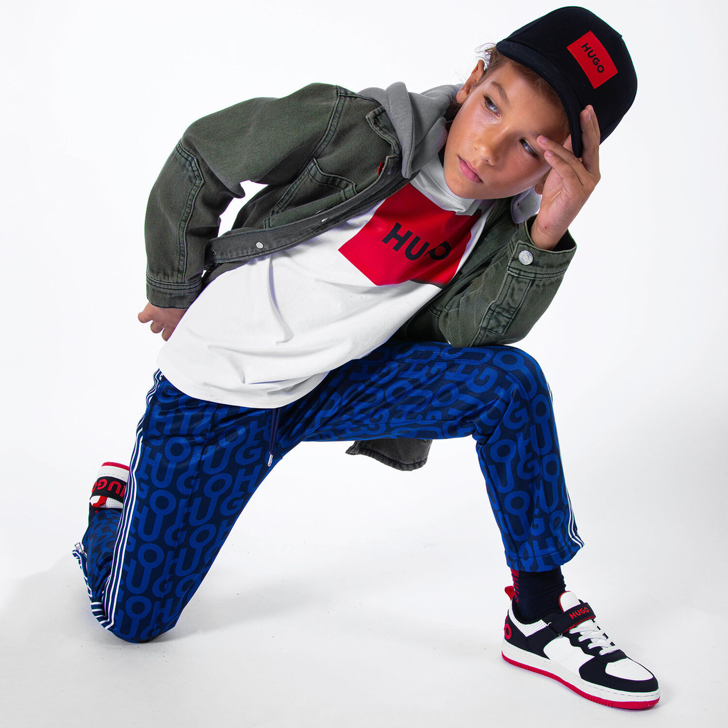 Boys Black & White Logo Trainers, 1, hi-res image number null